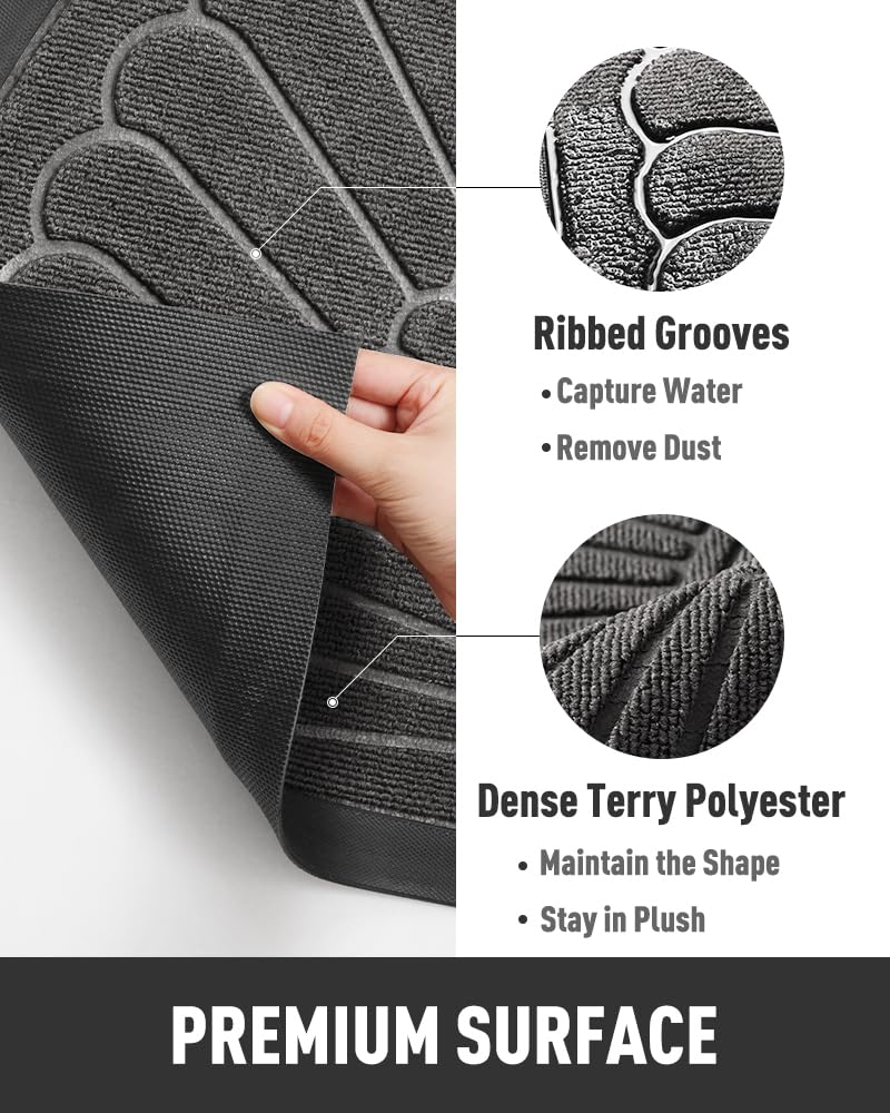 Door Mat Outdoor Indoor Entrance Doormat-Semicircular Durable Rubber Non Slip Front Door Mat for Outside Inside Entry