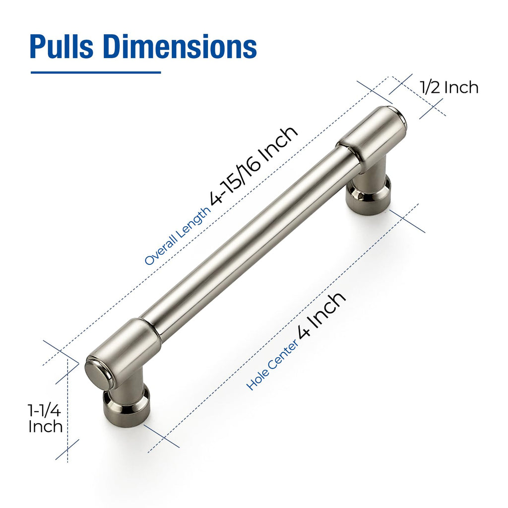 Brushed Nickel Cabinet Handles Modern Pulls,4 Inch,2 Pack