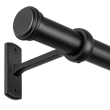 1" Heavy Duty Adjustable Curtain Rod, 48-86 inch, Black