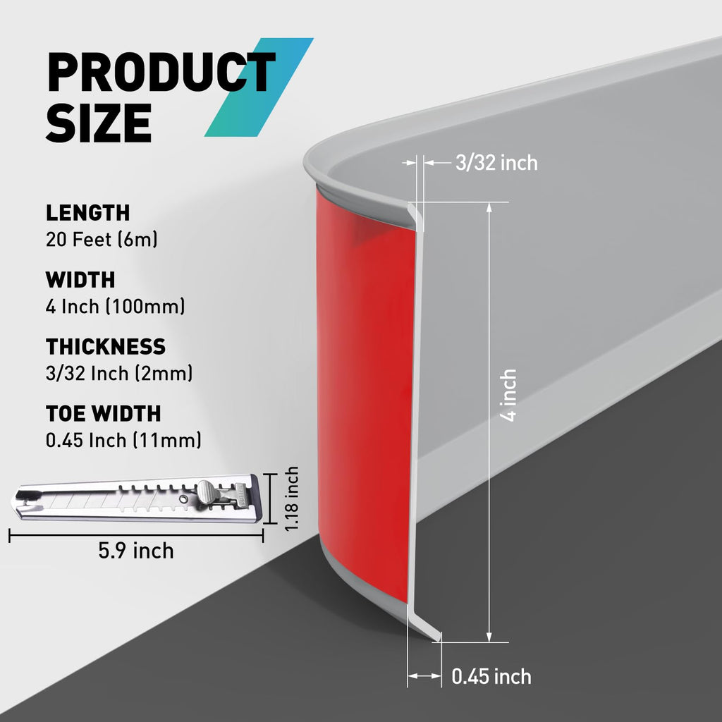 Baseboard Trim,4Inx 20Ft Flexible Baseboard Molding Trim