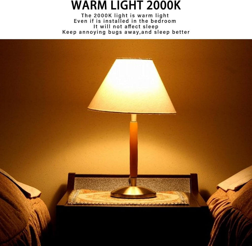 Dusk to Dawn Bug Light Bulb Outdoor,4 Pack Amber Bug Light Bulb,Auto On/Off,10W(100W Equivalent),E26 Base,Bug Lights