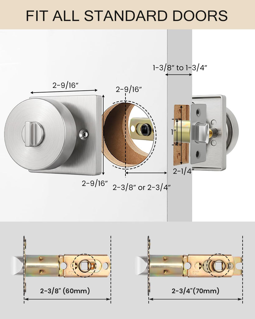 Brushed Nickel Entry Door Knob with Lock and Key, Square (1 Pack)