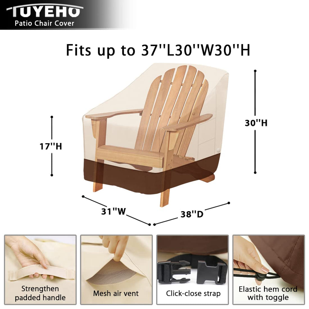 Adirondack Patio Chair Cover 2Pack 38x31x30 Waterproof Outdoor 900D