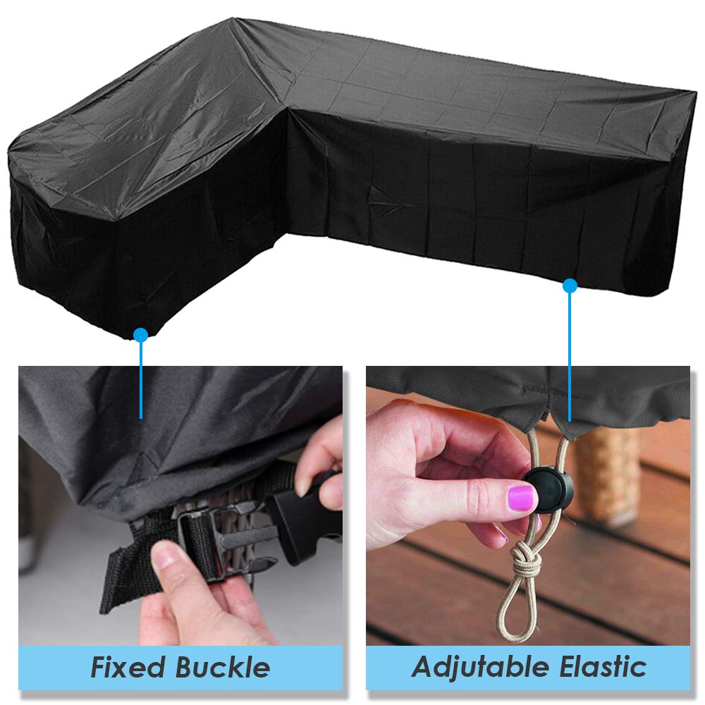 Patio Sofa Cover Sectional Waterproof L Shape Corner Sofa Cover Outdoor Dust-Proof Anti-UV Furniture Couch Cover for