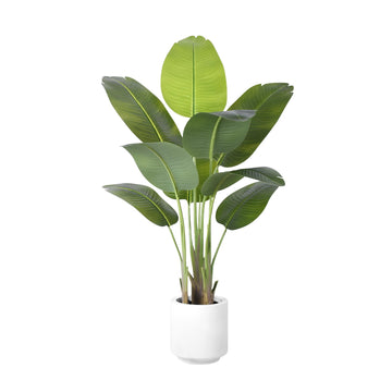 Artificial Bird of Paradise Plant 4Ft Tall Fake Tropical Palm Tree Large Fake Plants with 9 Silk Banana Leaves Faux