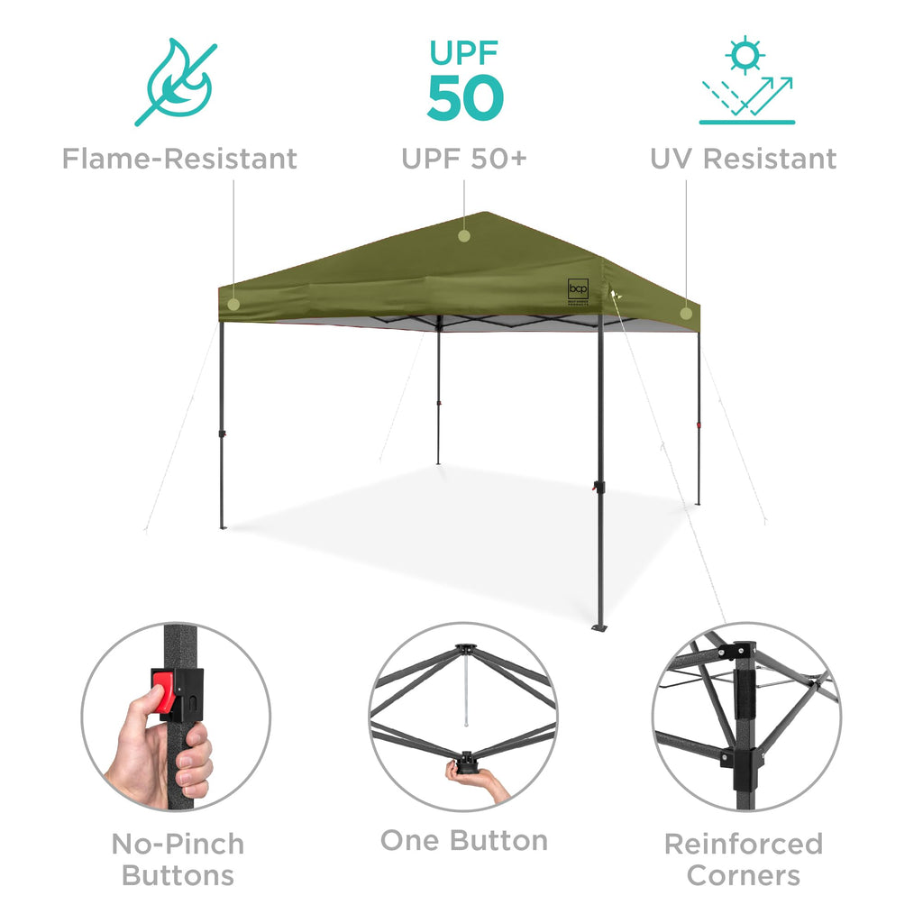 8x8 Pop Up Canopy Tent, EZ Setup, Olive Green