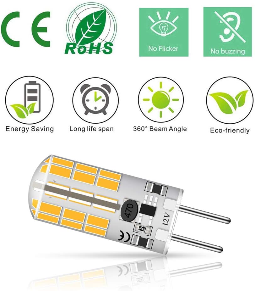 G6.35 Bi-pin Base LED Bulb 4Watt AC DC 12V Silica Gel Crystal Warm White 2700k-3000K Landscape Lighting,JC