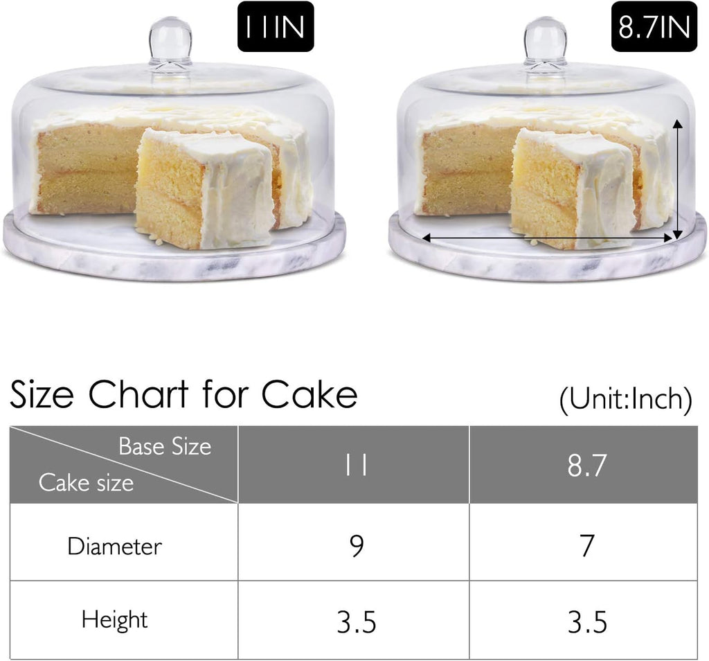 Marble Cake Stand with Lid Round Glass Cover Glass Dome Cake Saver Cheese Holder Serving Platter Stone Cake Stand