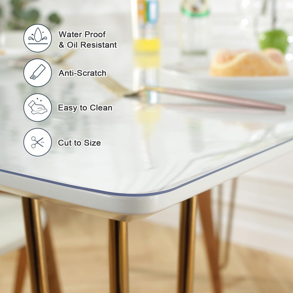 Clear Table Cover Protector 36 x 60 Inch, 1.5mm Thick Plastic Mat