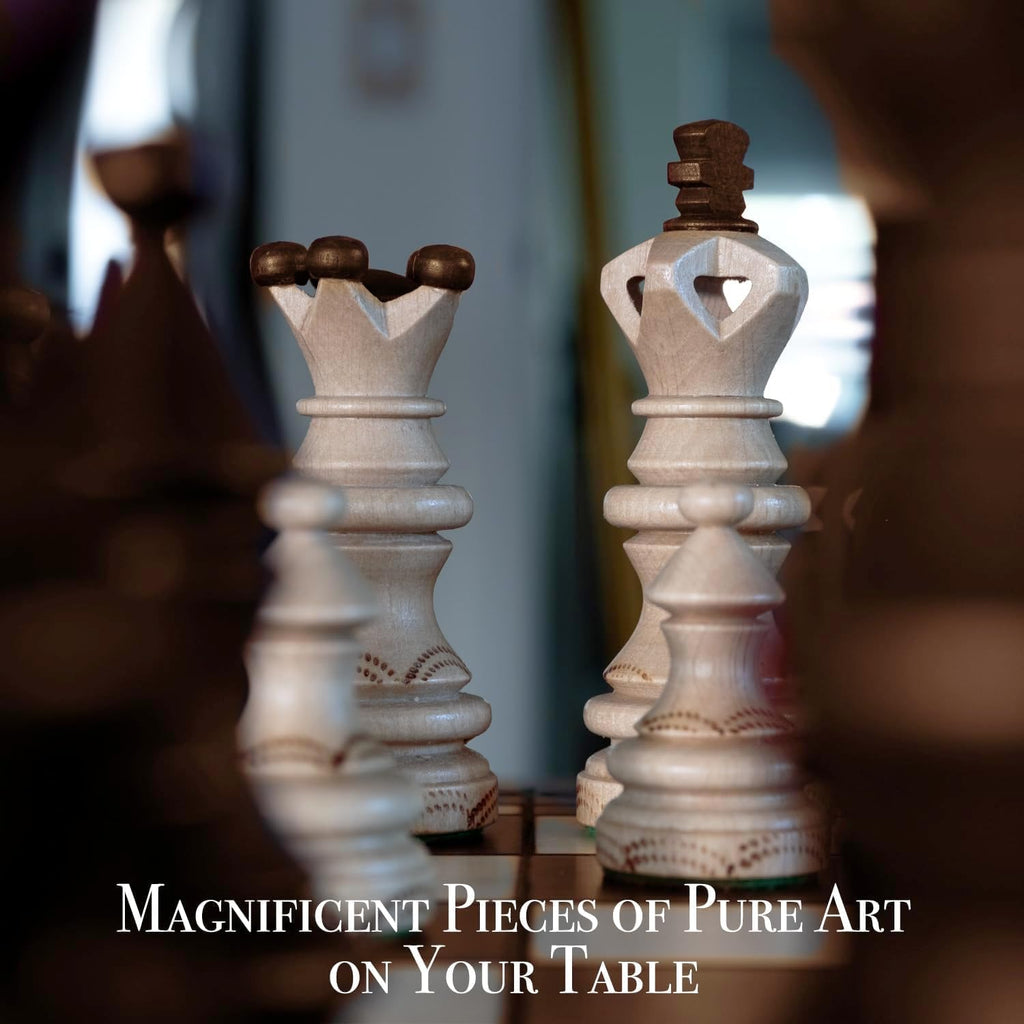 Imperator 21-Inch Luxury Wooden Chess Set for Adults and Kids - Handcrafted from Premium Beech and Birch Wood