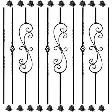 10 Pack Wrought Iron Balusters, 44" Balusters for Staircase Interior