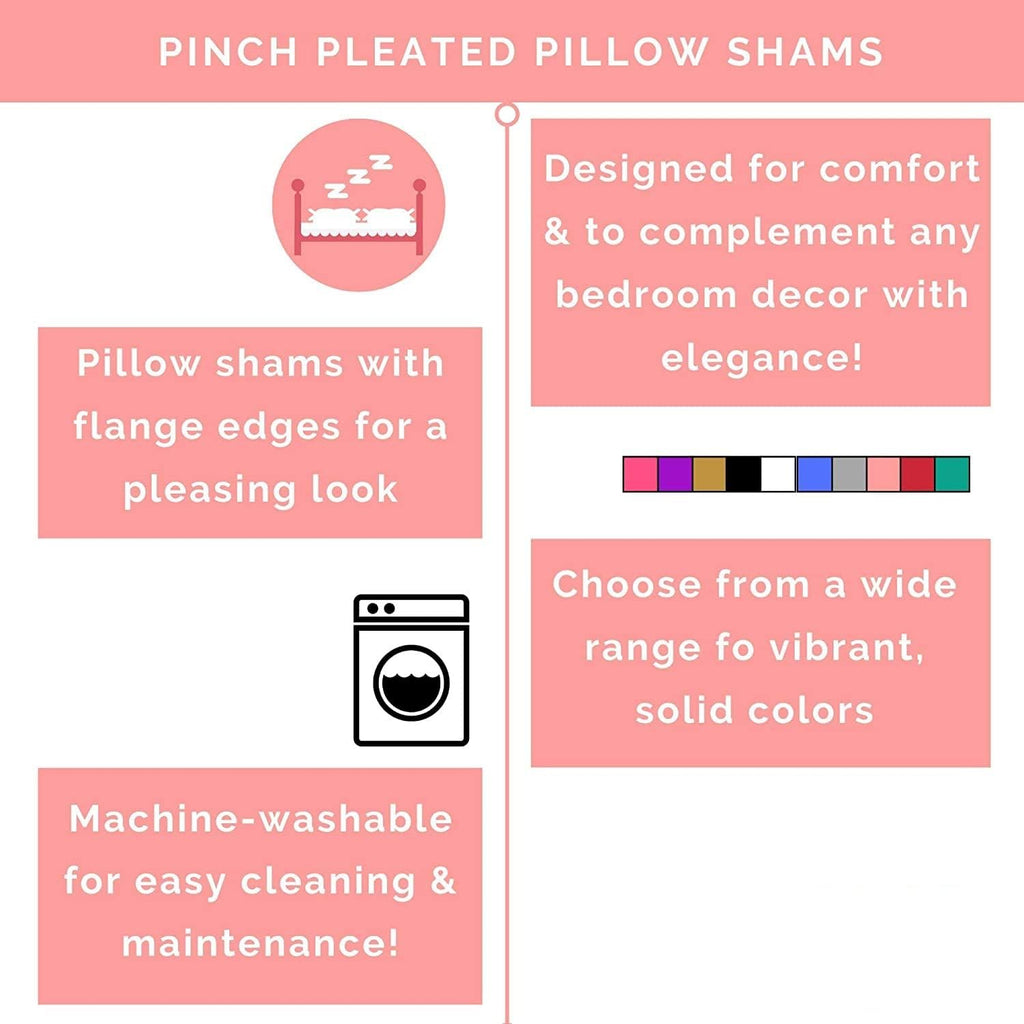Hotel Quality Dark Gray Pinch Pleated Pintuck Euro Pillow Shams Set of 2 - Hypoallergenic 100% Egyptian Cotton