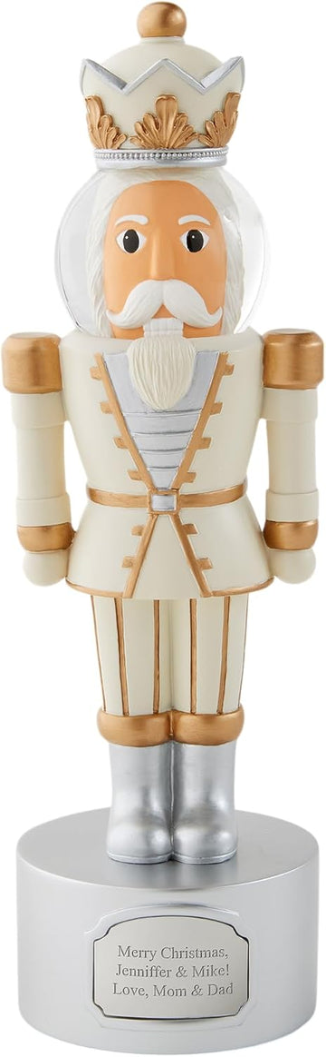 Engraved Nutcracker Musical Snow Globe Figurine in Light Tone (Free Customization), Plays Dance of The Sugar Plum