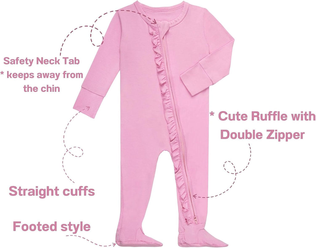 Baby Ruffle Footed Sleeper, Rayon of Bamboo, Assorted
