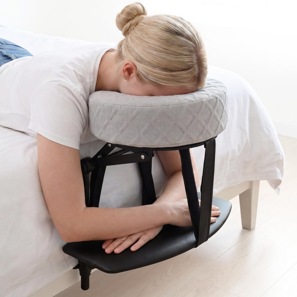 Massage Headrest for Bed, Adjustable Bed Face Cradle Holder with Armrest