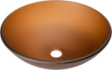 Eden Bath Brown Frosted Round Glass Sink Bowl Bathroom Vessel Sink for Vanity Top