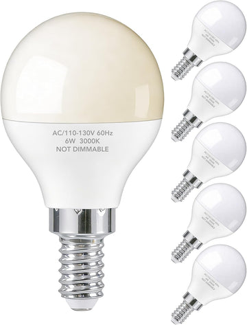 A15 E12 Small Base LED Light Bulbs, 6W Non-dimmable 3000K Warm White