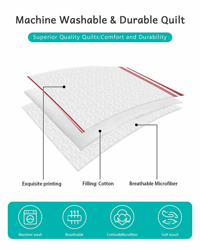 Quilt Sets King Size Red Ticking Vertically Stripe Comforter Set Lightweight Soft Bedspread Coverlet Simple Style