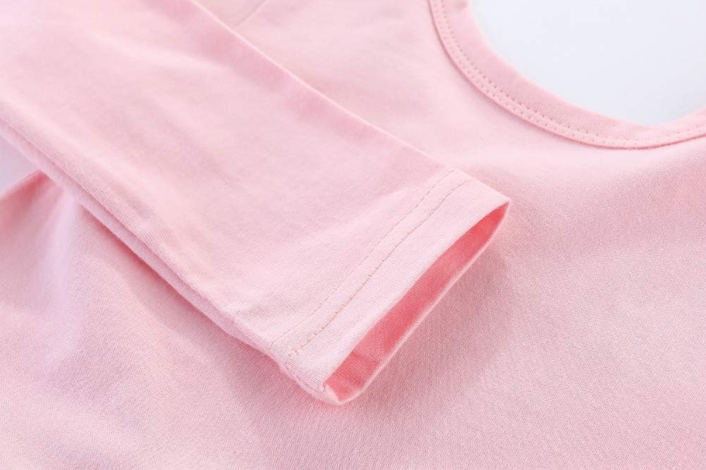 Long Sleeve Plain Swing Dress for Little Girls Backless Cotton