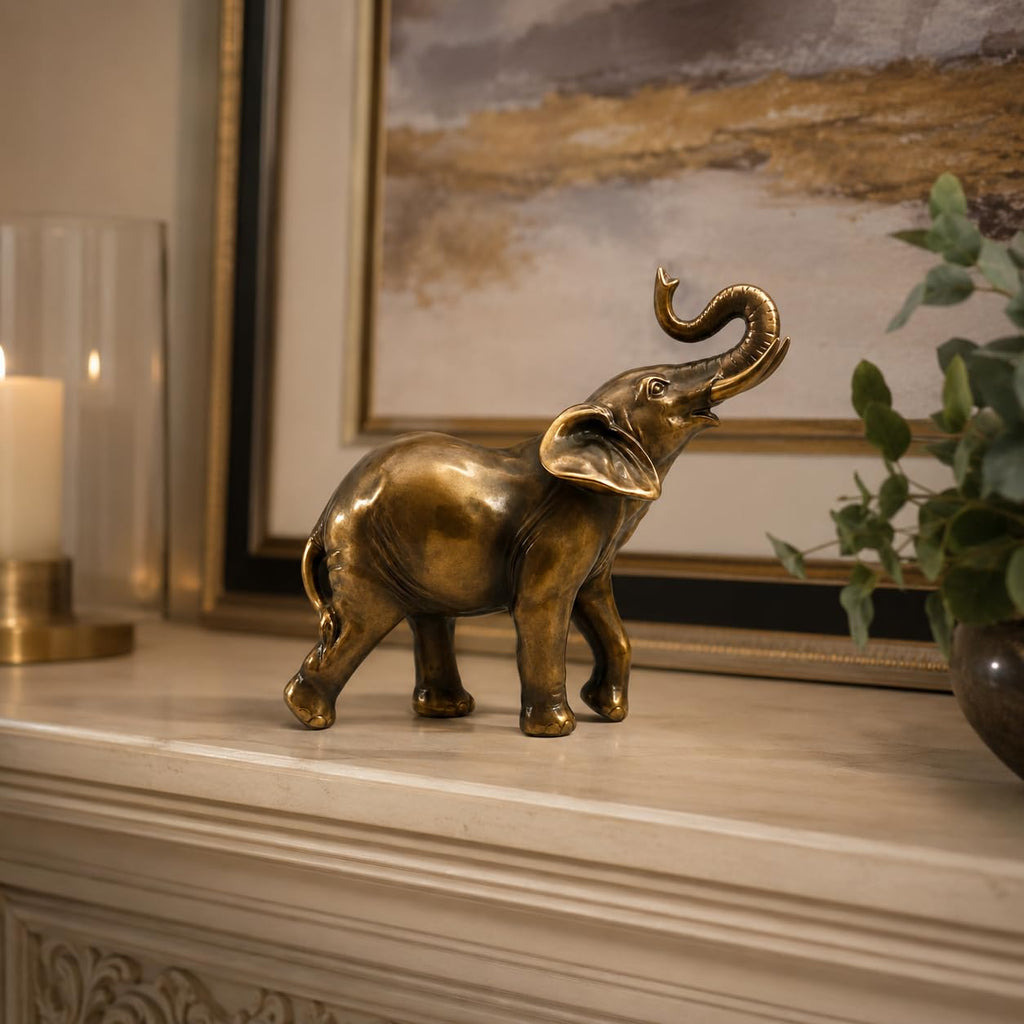6.77 Inch Elephant Statue, Trunk Up Decor
