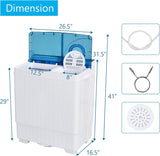 Portable Washing Machine, Twin Tub 26 Lbs Capacity, 18 Lbs Washer and 8 Lbs Spinner, Compact Washer with Control Knobs