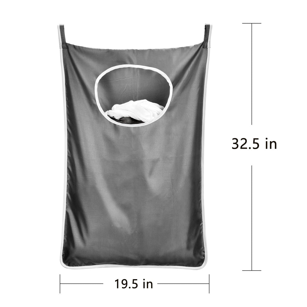 Durable hanging laundry hamper bag Behind door Space Saving with Stainless Steel Hooks Zip, Kids room, Travel, College