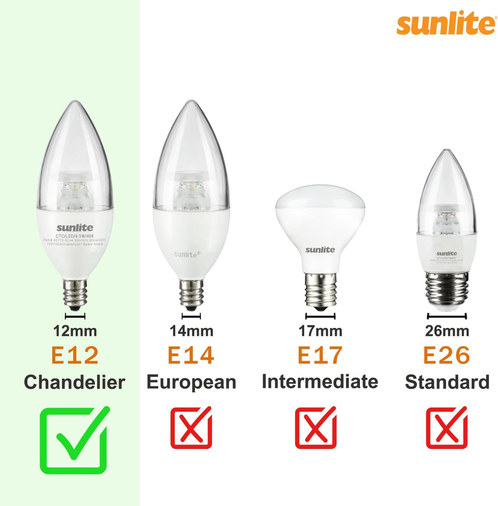 G16.5 Light Bulb LED, 7 Watts (60W Equiv.), 500 Lumens, Dimmable, Type G Globe Shape E12 Candelabra Base, Short Bulbs