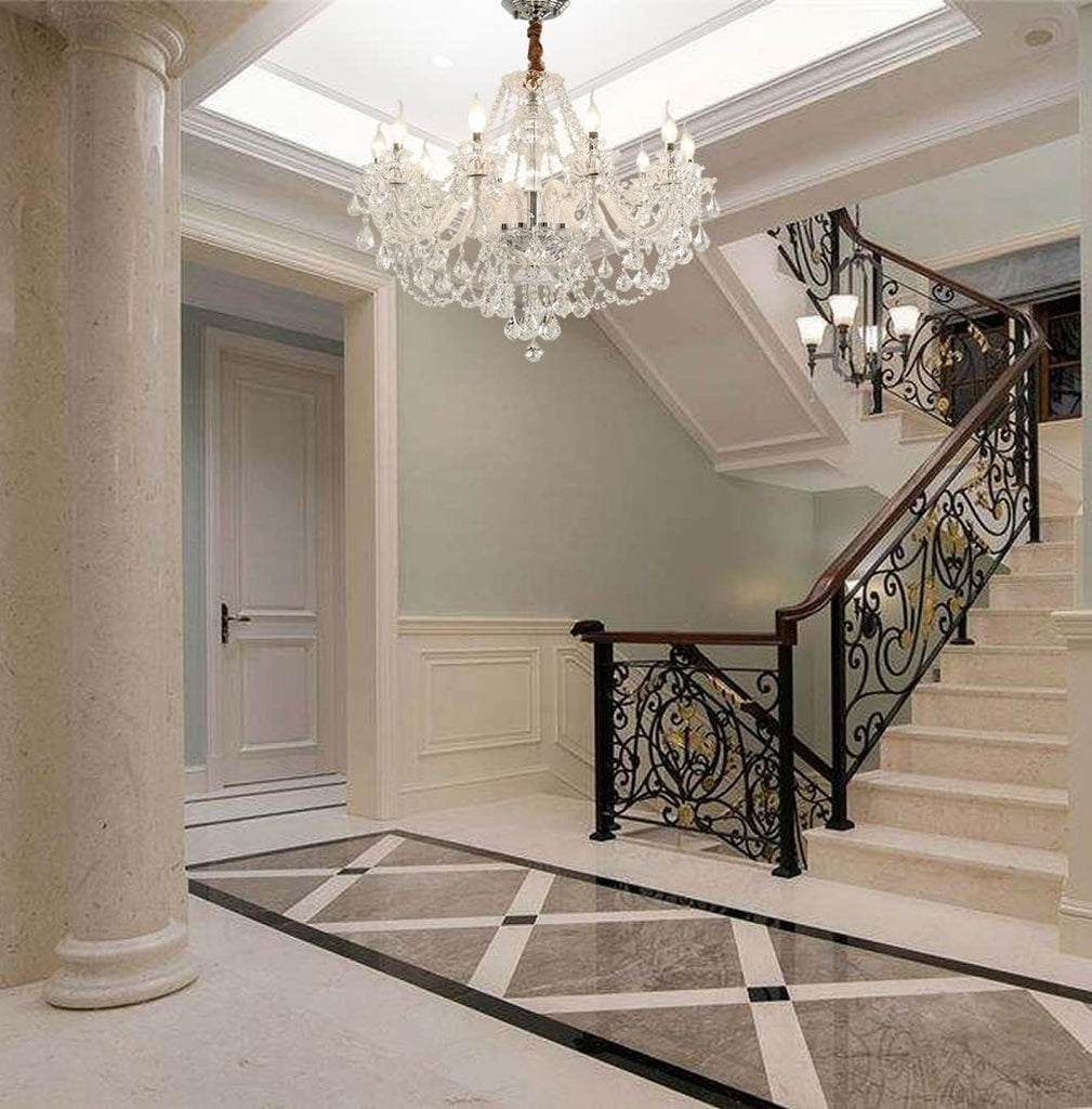 Crystal Chandelier K9 Clear Crystal 10 Lights E12 Bulbs Pendant Lighting Fixture for Dining Room, Living Room, Bedroom Modern Ceiling Lights 32in (10 Lights) A110-B0B9L7DRRZ