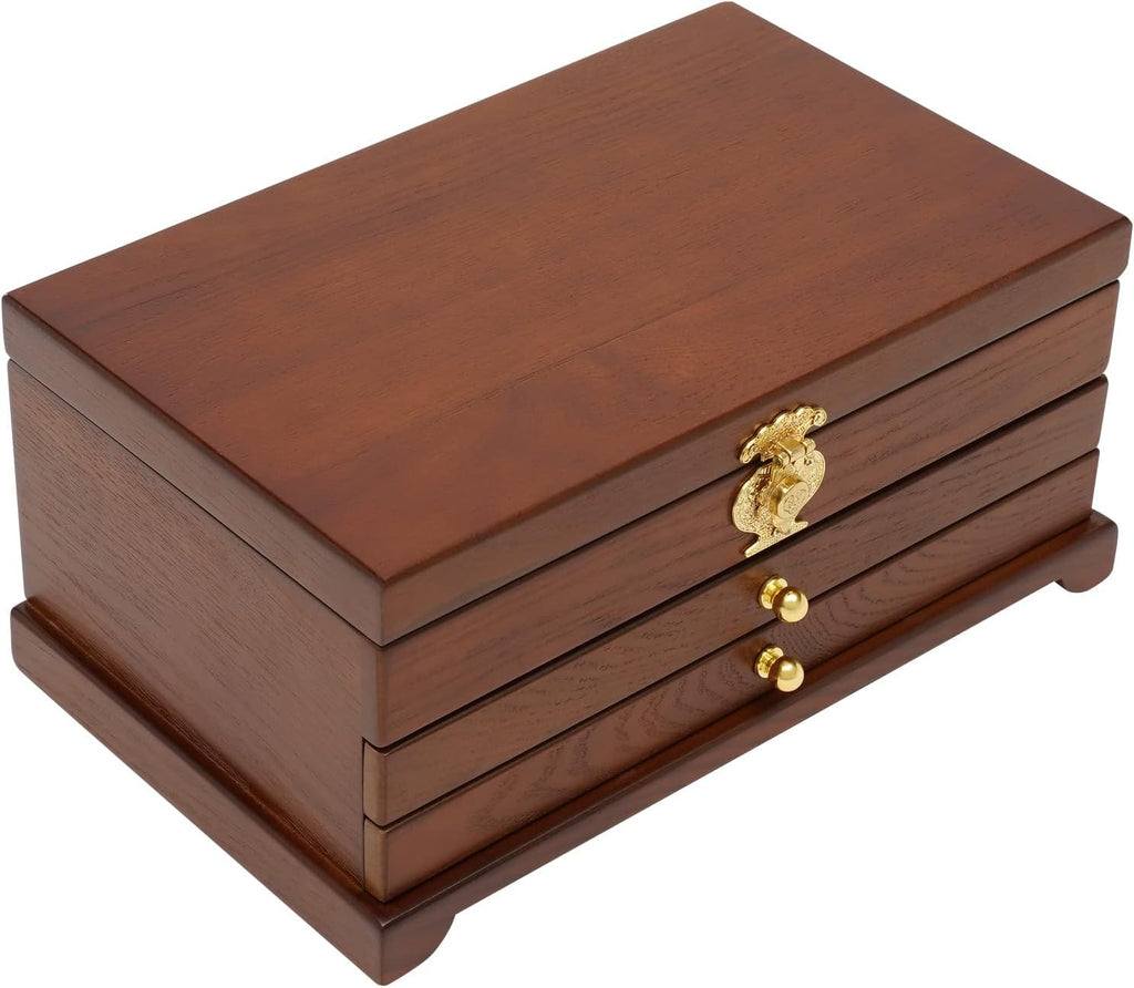 Extra Large 3 Layers Wooden Jewelry Box Jewelry Case Cabinet Armoire Ring Necklacel Gift Storage Box Organizer(3