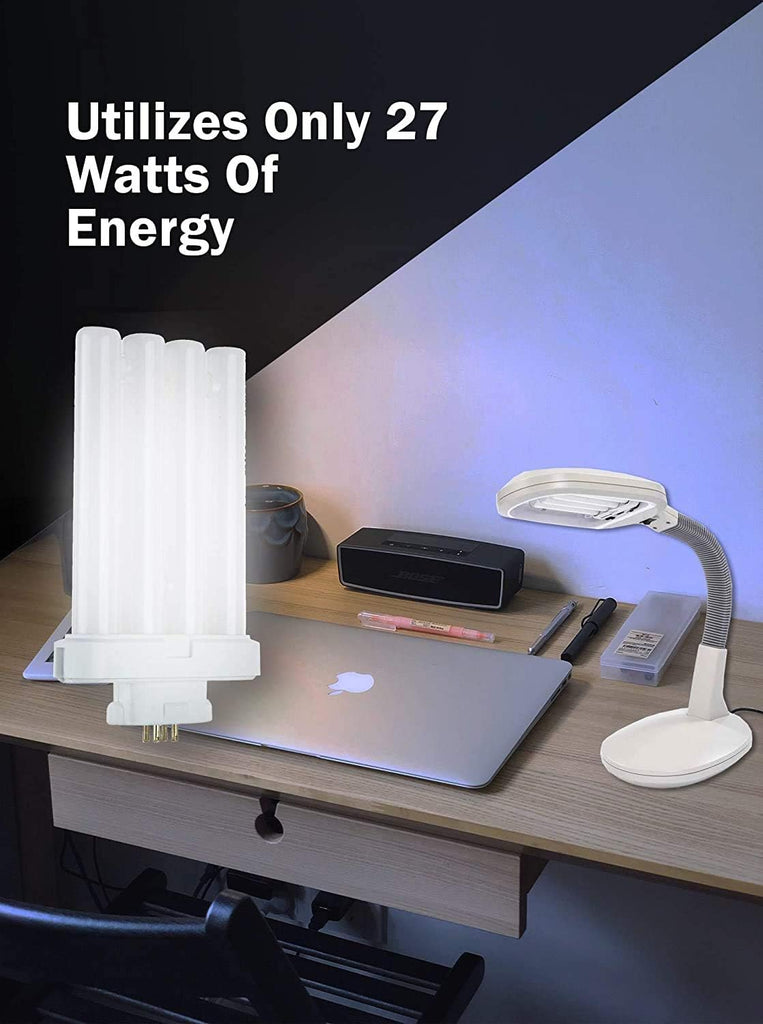 Compact Fluorescent 27W Quad Tube, 6500K Daylight Light FML Light Bulbs with GX10Q-4 Base - 2 Pack