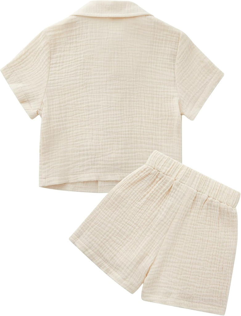 Toddler Baby Boy Summer Outfit Set Cuban Shirt Shorts