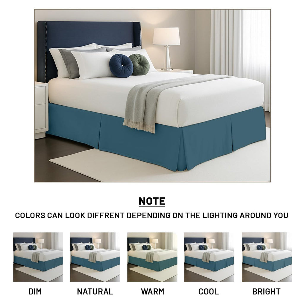 13 inch Drop Bed Skirt - Platform Style with Secure Fit, Classic Tailored Look, Elegant Pleated Style Dust
