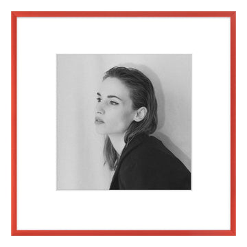 12x12 Red Aluminum Frame with White Mat, Real Glass