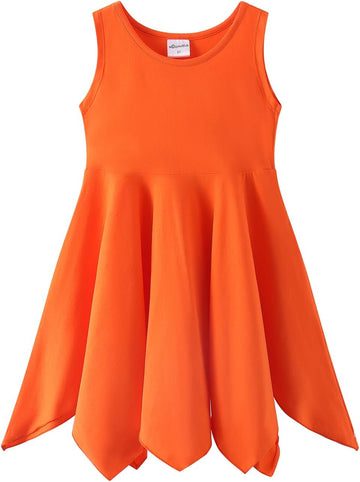 Girls Handkerchief Hem Twirl Dress Summer Cotton Sleeveless Skater Sundress