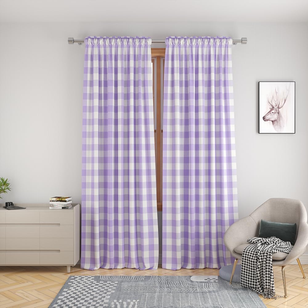 Curtains for Windows Buffalo Check Drapes Plaid Gingham Pattern Rod Pocket Cotton Curtain Panels 92 inch Length
