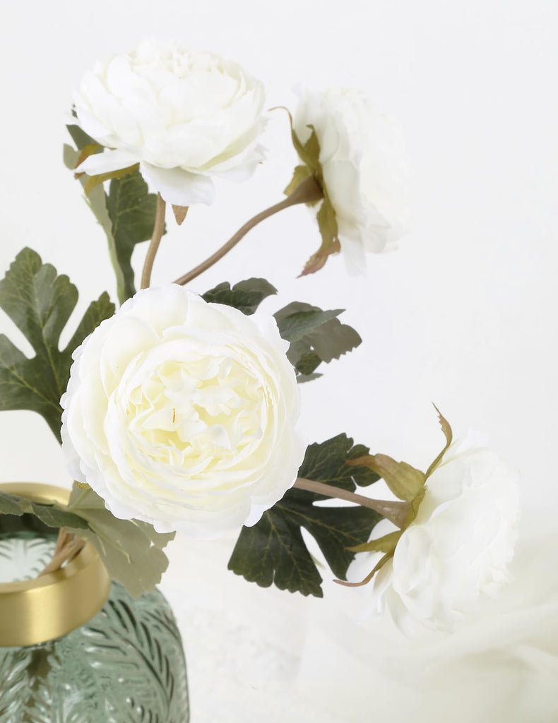10pcs White Peonies Artificial Real Touch Silk Peonies with Stems Fake Peony for DIY Wedding Bouquets Bridal Shower