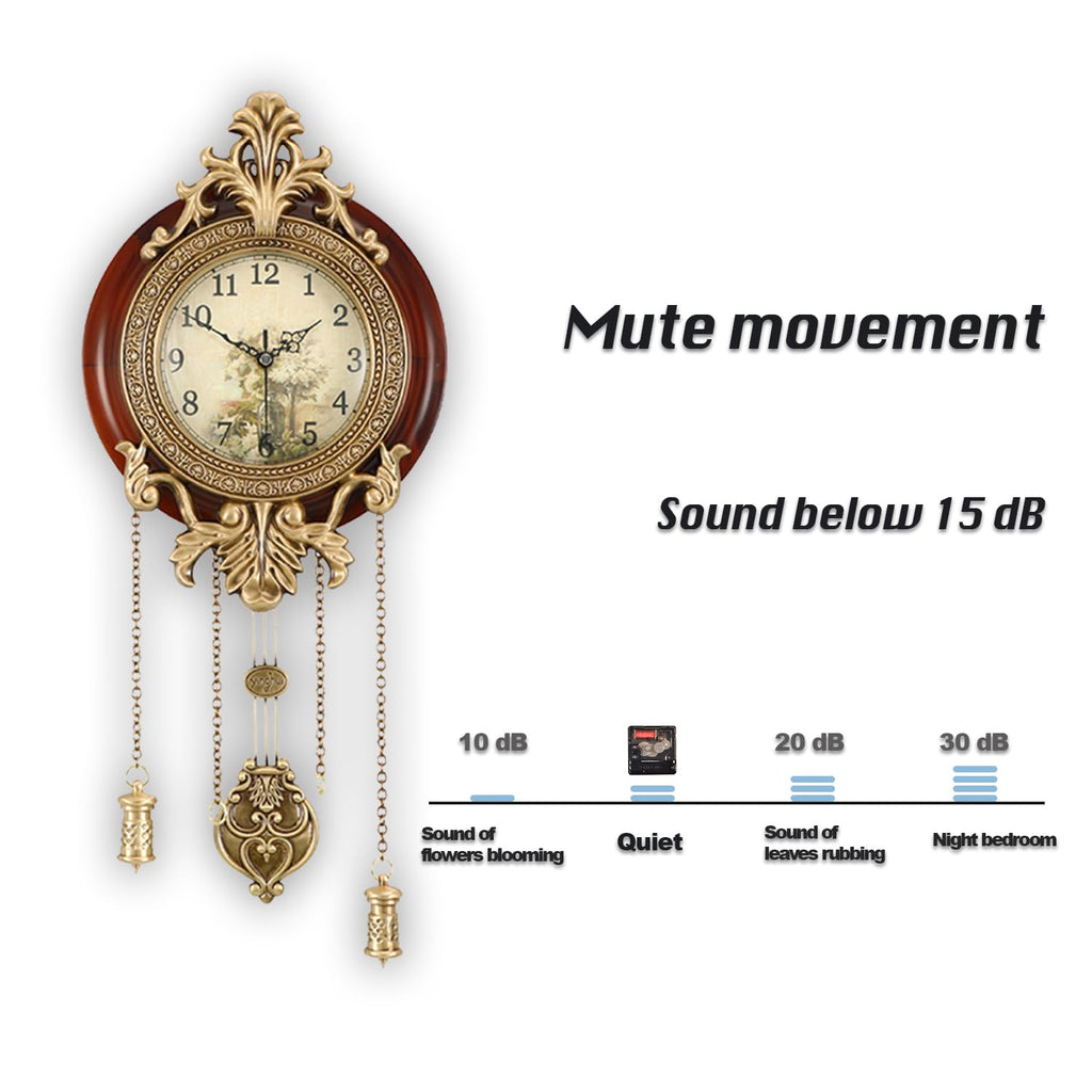 9-inch Vintage Wood Wall Clock with Swinging Pendulum