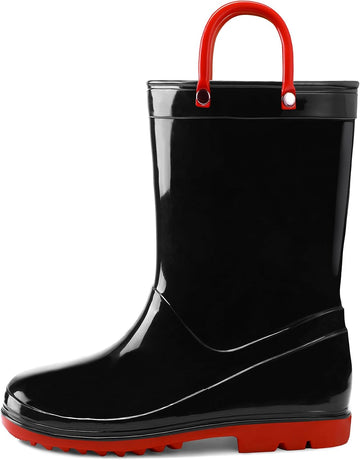 Girls Boys Rain Boots Waterproof Boots with Easy on Handles