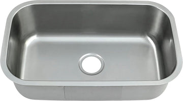 32 Inch Undermount Curved Single Bowl Kitchen Sink (Sink Only) | 304 Stainless Steel, 18 Gauge Thickness, Brushed