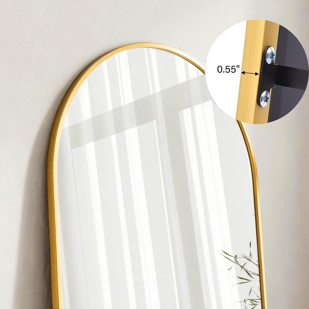 Full Length Mirror, 71"x26" Arched Standing Mirror Full Length (Gold)