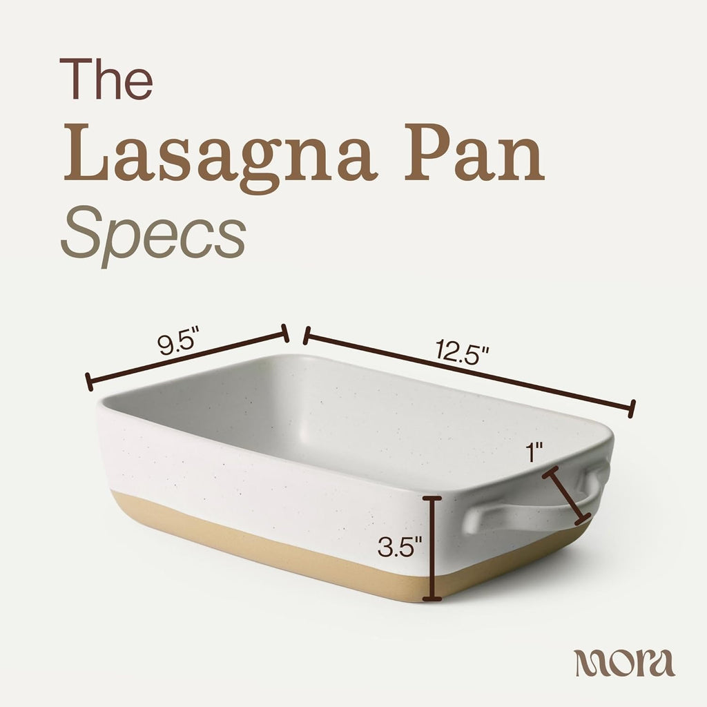 Ceramic Baking Dish with Handles For Casserole, Lasagna, Gratin, Broiling, Roasting, and Baking. Large 9x13 in Pan