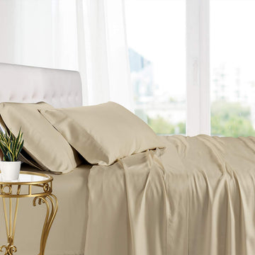 100% Viscose from Bamboo Sheets Set, Linen Beige