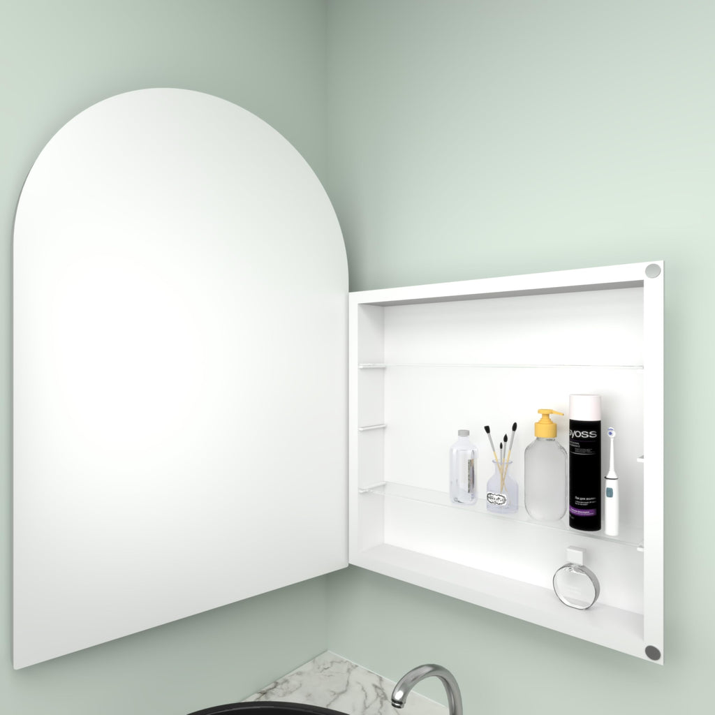 24" WX36 H Farmhouse Framed Medicine Cabinet with Mirror, Matte White Finish, Recessed or Surface Mount, Adjustable