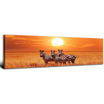 Zebra Wall Art African Wildlife Wall Decor Safari Animal Picture Realism Photography Prints Canvas Burnt Orange