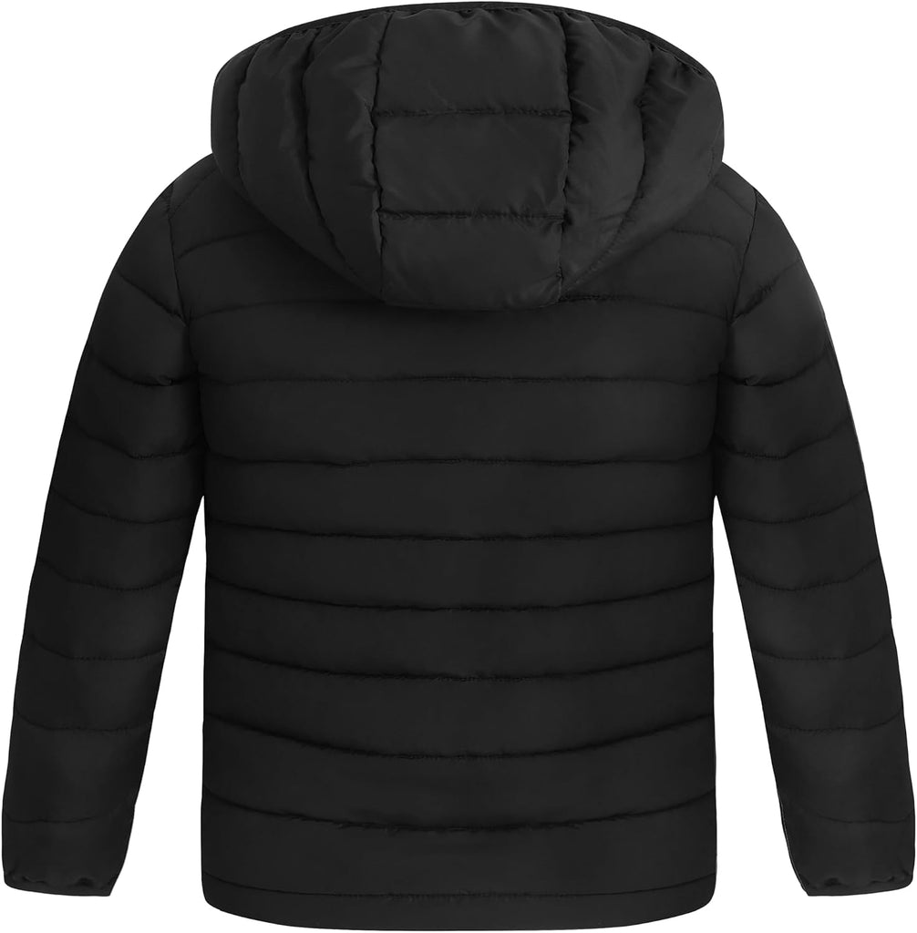 Boy's Light Winter Jacket Zip Up Puffer Coat Hooded Windproof