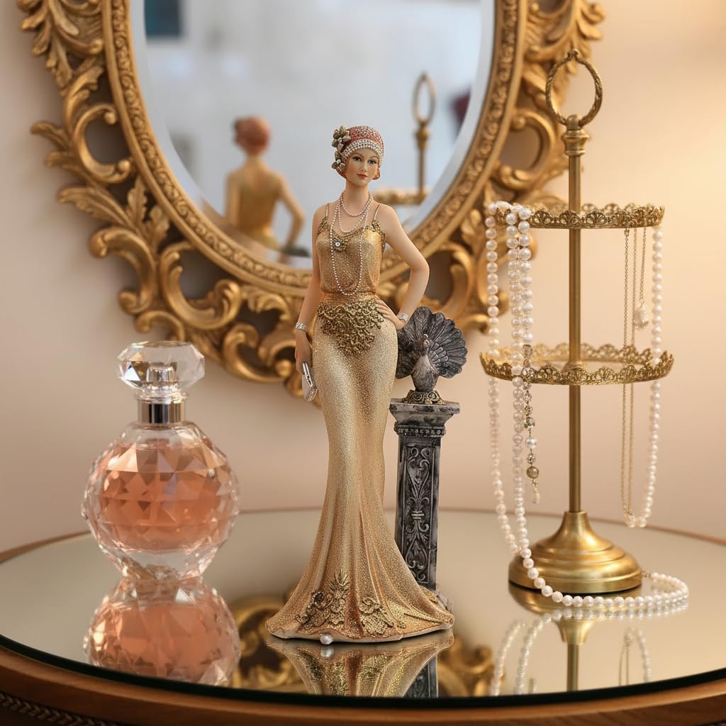 13 Inch Roaring 20s Figurine, Victorian Lady Statue