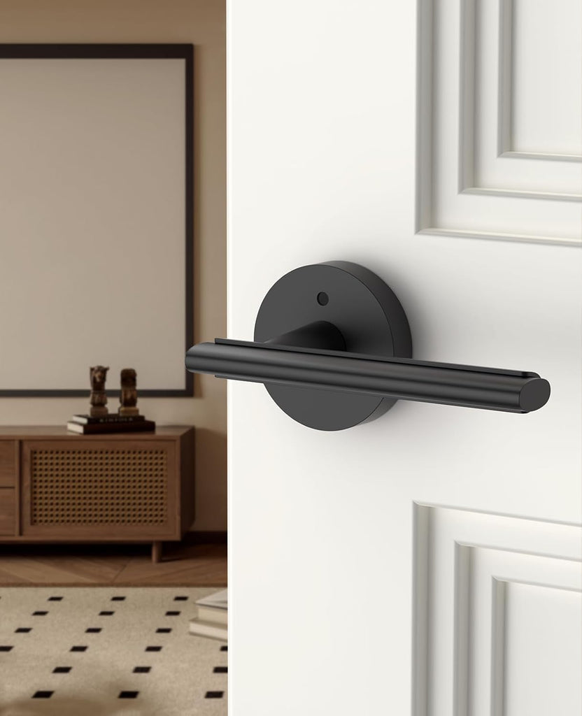 6 Pack Matte Black Privacy Door Lever, German Craftsmanship Door Handles Indoor or Bathroom