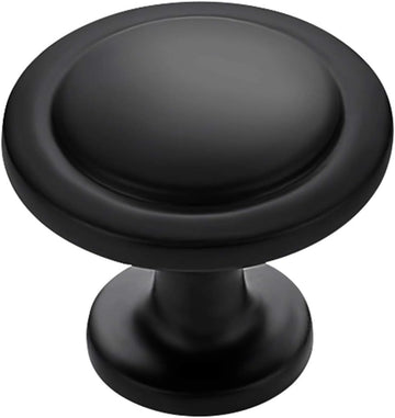 30 Pack 1-1/4 inch Matte Black Zinc Euro-Style Cabinet Knobs, Drawer Pulls & Door Handles