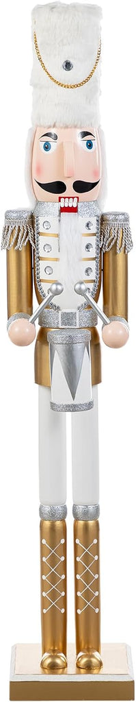 Nutcracker Christmas Decorations 35.75 Inch Wooden Nutcracker Soldier with Drum Sticks for Xmas Holiday Decor Porch