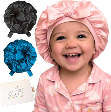 100% Real Silk Bonnet for Kids - Double Layer Reversible - Adjustable Tie - for Sleeping Toddlers, Children, Babies